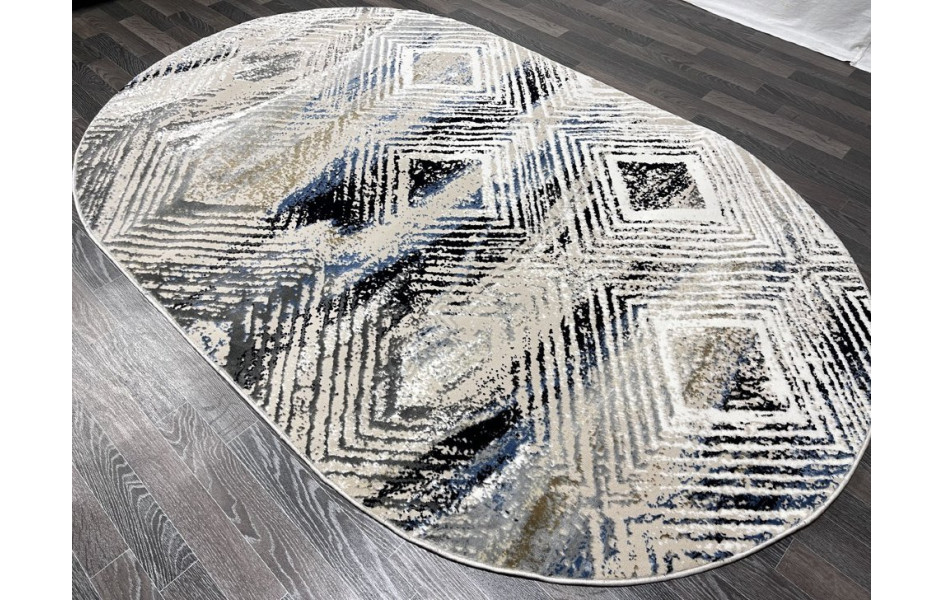 Турецкий ковер 40670A_LACIVERT / K.GRI ОВАЛ