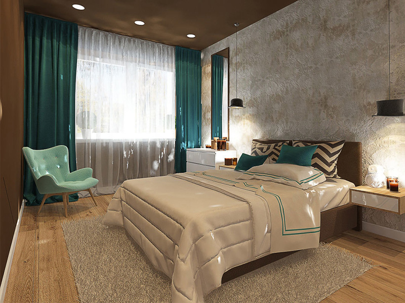 Бежевый ковер в спальне